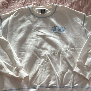 PacSun Ivory Crewneck Sweater with Sky Blue Accents